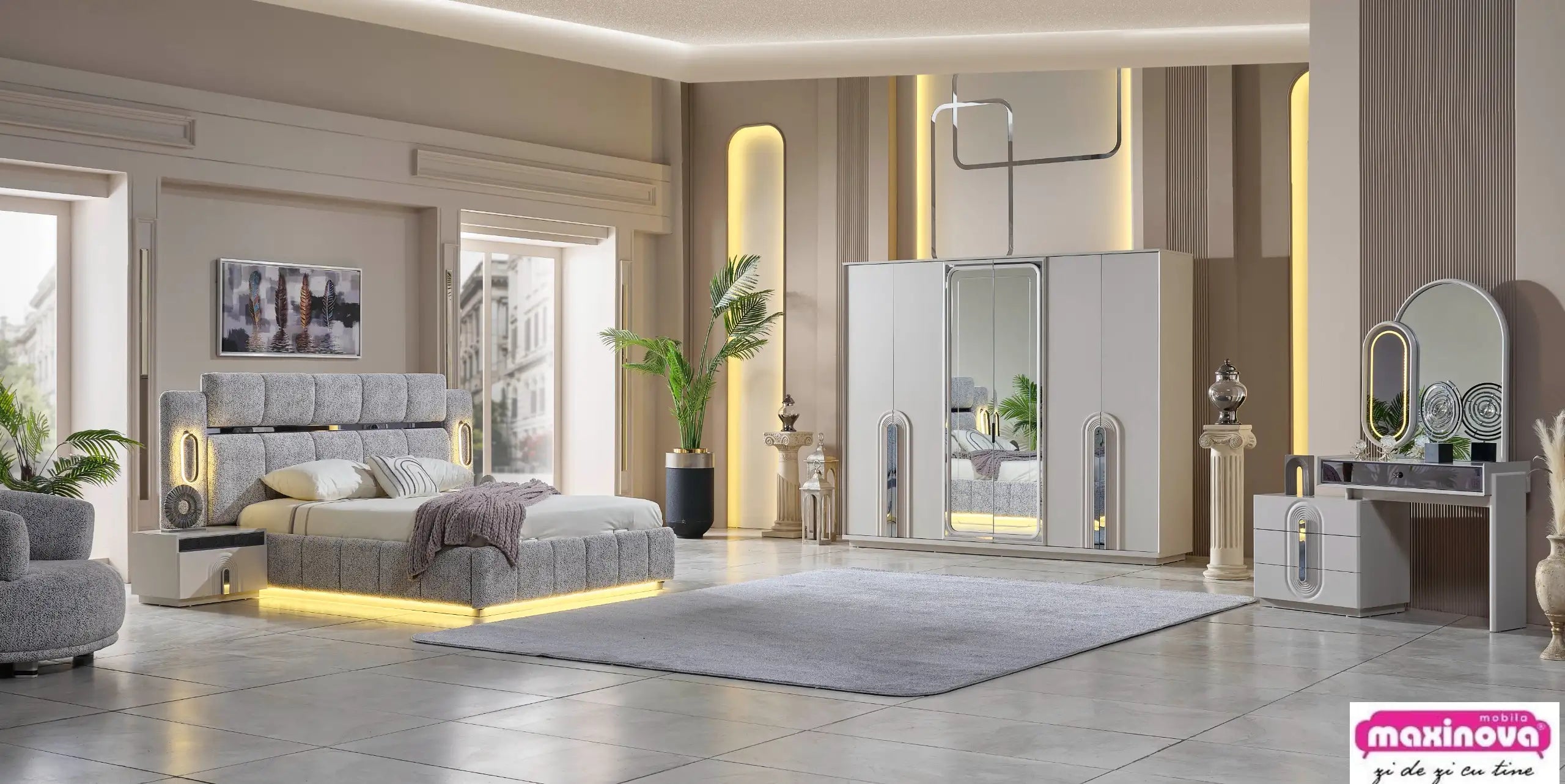 Mobilier dormitor dulap 6 usi, Parma