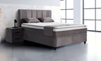 Set pat tapitat cu saltea inclusa, bej, 160x200 cm, Belicia