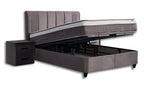 Set pat tapitat cu saltea inclusa, bej, 160x200 cm, Belicia