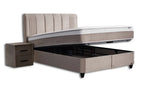 Set pat tapitat cu saltea inclusa, bej, 160x200 cm, Belicia