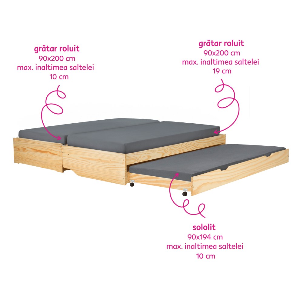 Pat copii Flopy – schiță cu dimensiuni