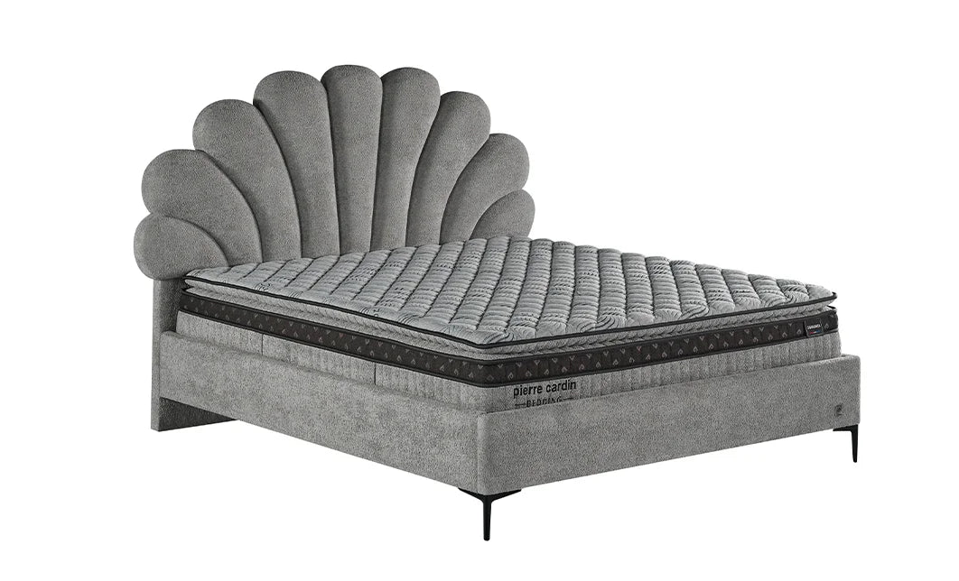 Pat tapitat Pierre Cardin cu somiera cu spatiu de depozitare, gri, 160x200 cm, Casablanca