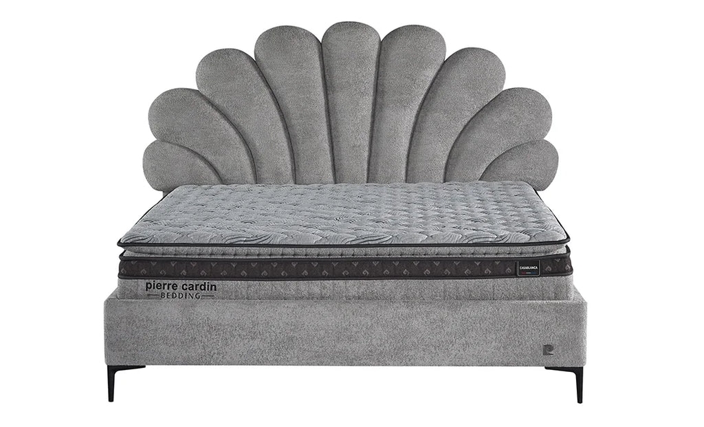 Pat tapitat Pierre Cardin cu somiera cu spatiu de depozitare, gri, 160x200 cm, Casablanca