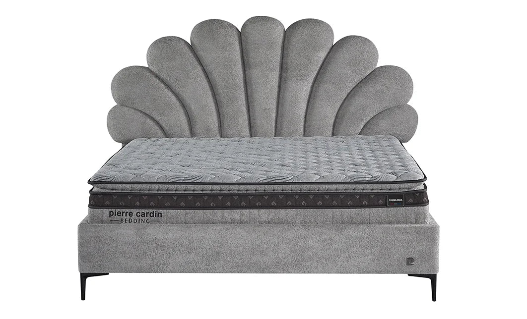 Pat tapitat Pierre Cardin cu somiera cu spatiu de depozitare, gri, 160x200 cm, Casablanca
