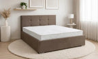 Set Pat, Tapitat Fresh, cu Saltea si Somiera Rabatabila, Ecru 180x200