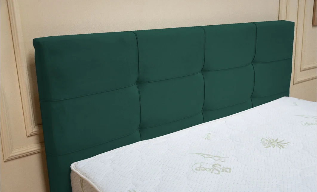 Set pat tapitat cu somiera rabatabila cu saltea inclusa, verde smarald, 160x200 cm, Fresh
