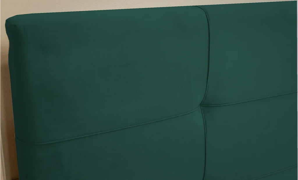 Set pat tapitat cu somiera rabatabila cu saltea inclusa, verde smarald, 160x200 cm, Fresh