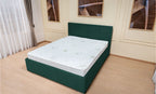 Set pat tapitat cu somiera rabatabila cu saltea inclusa, verde smarald, 160x200 cm, Fresh