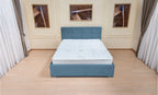 Set Pat, Tapitat Fresh, cu Saltea si Somiera Rabatabila, Albastru 140x200