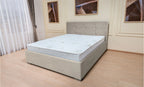 Set Pat, Tapitat Fresh, cu Saltea si Somiera Rabatabila, Ecru 180x200