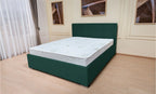 Set pat tapitat cu somiera rabatabila cu saltea inclusa, verde smarald, 160x200 cm, Fresh