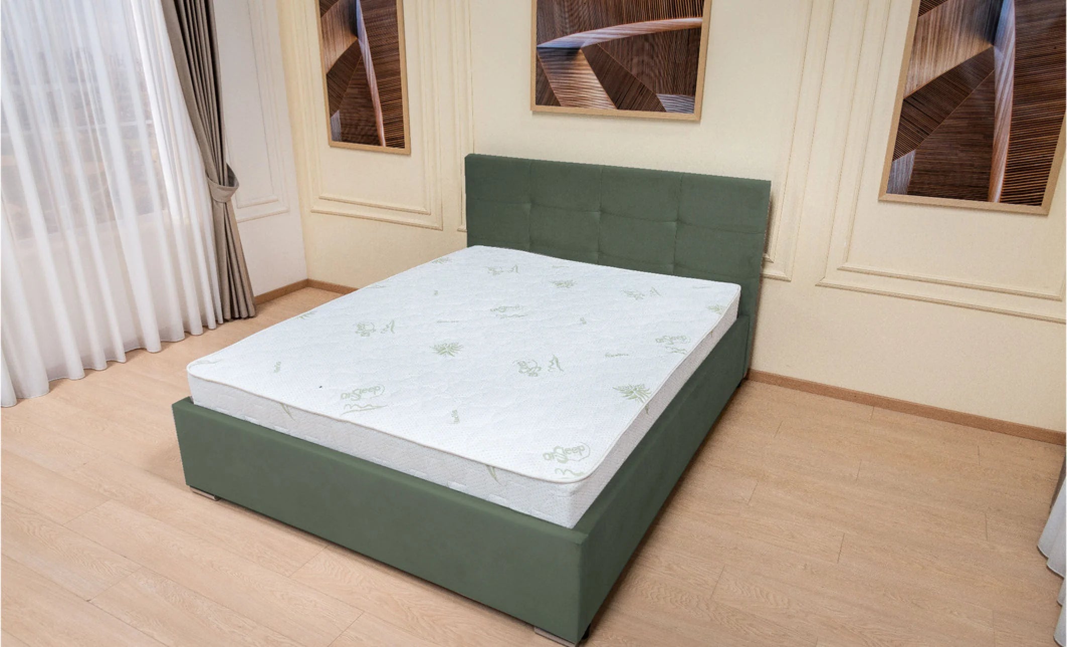 Set pat tapitat Fresh cu Saltea Bonell Aloe Vera, vedere 9