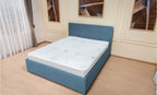 Set Pat, Tapitat Fresh, cu Saltea si Somiera Rabatabila, Albastru 140x200