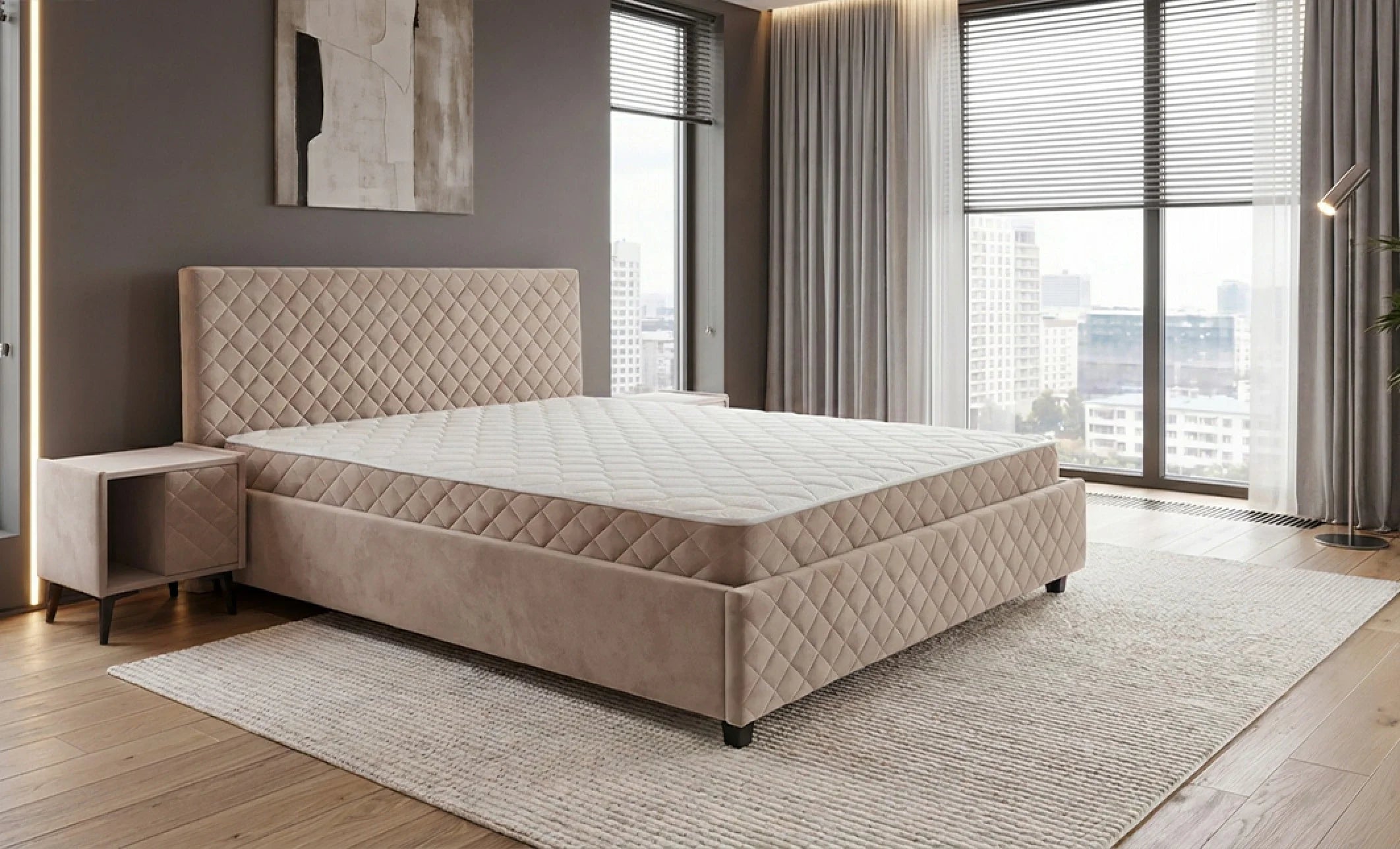 Set pat tapitat Saltea Cezar, cu somiera
