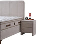 Set pat tapitat cu saltea inclusa, bej, 160x200 cm, Vogue
