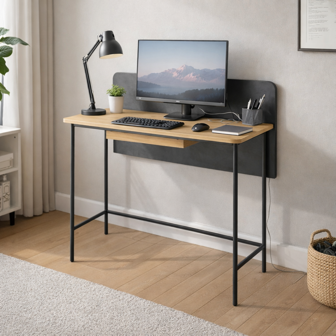 Birou PC KOMPUS, stejar / negru