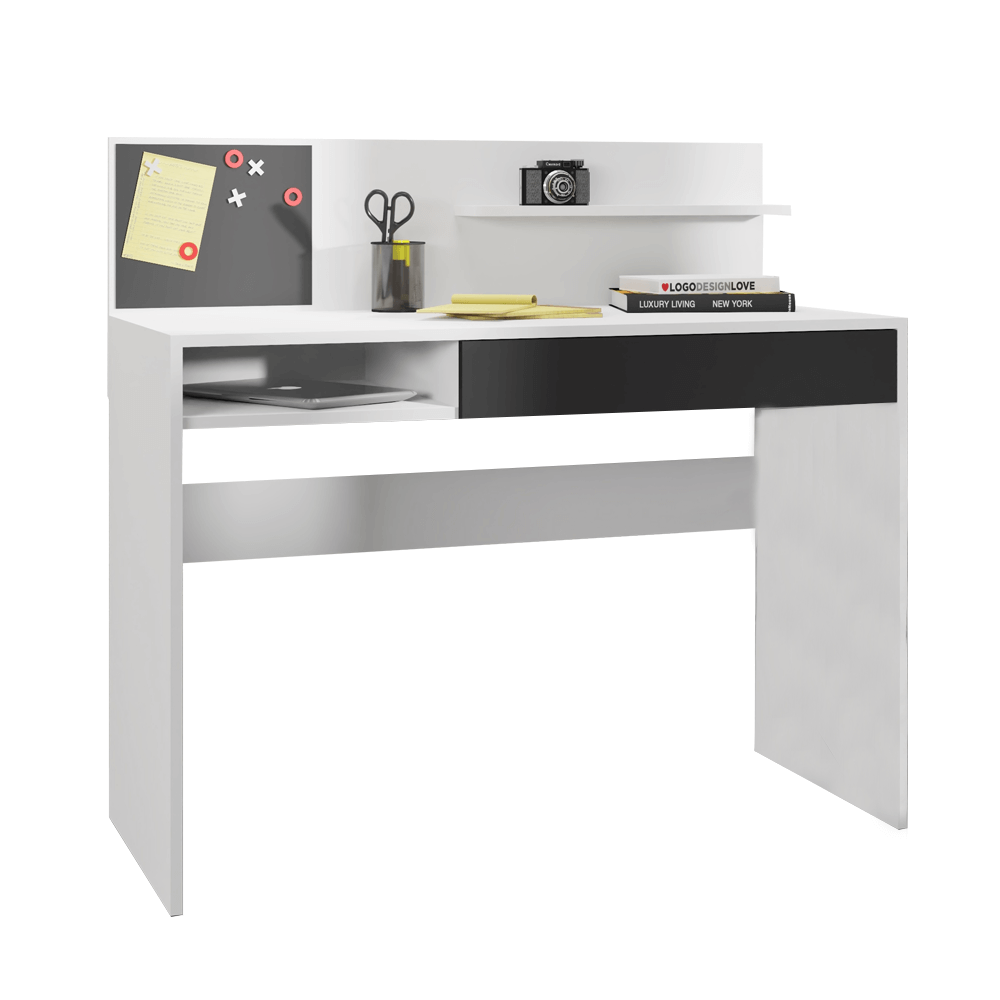 Birou PC cu placa magnetica IMAN, alb/negru