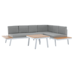 Set de gradina PELOR, otel alb/stejar/gri deschis
