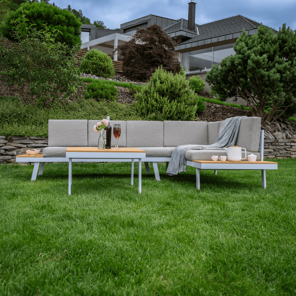 Set gradina PELOR, alb / stejar / gri deschis