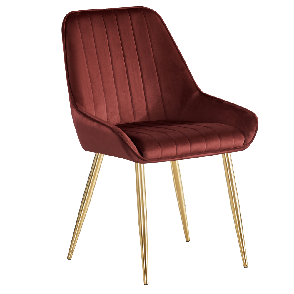 Scaun de dining PERLIA, bordo tesatura Velvet/gold crom-auriu