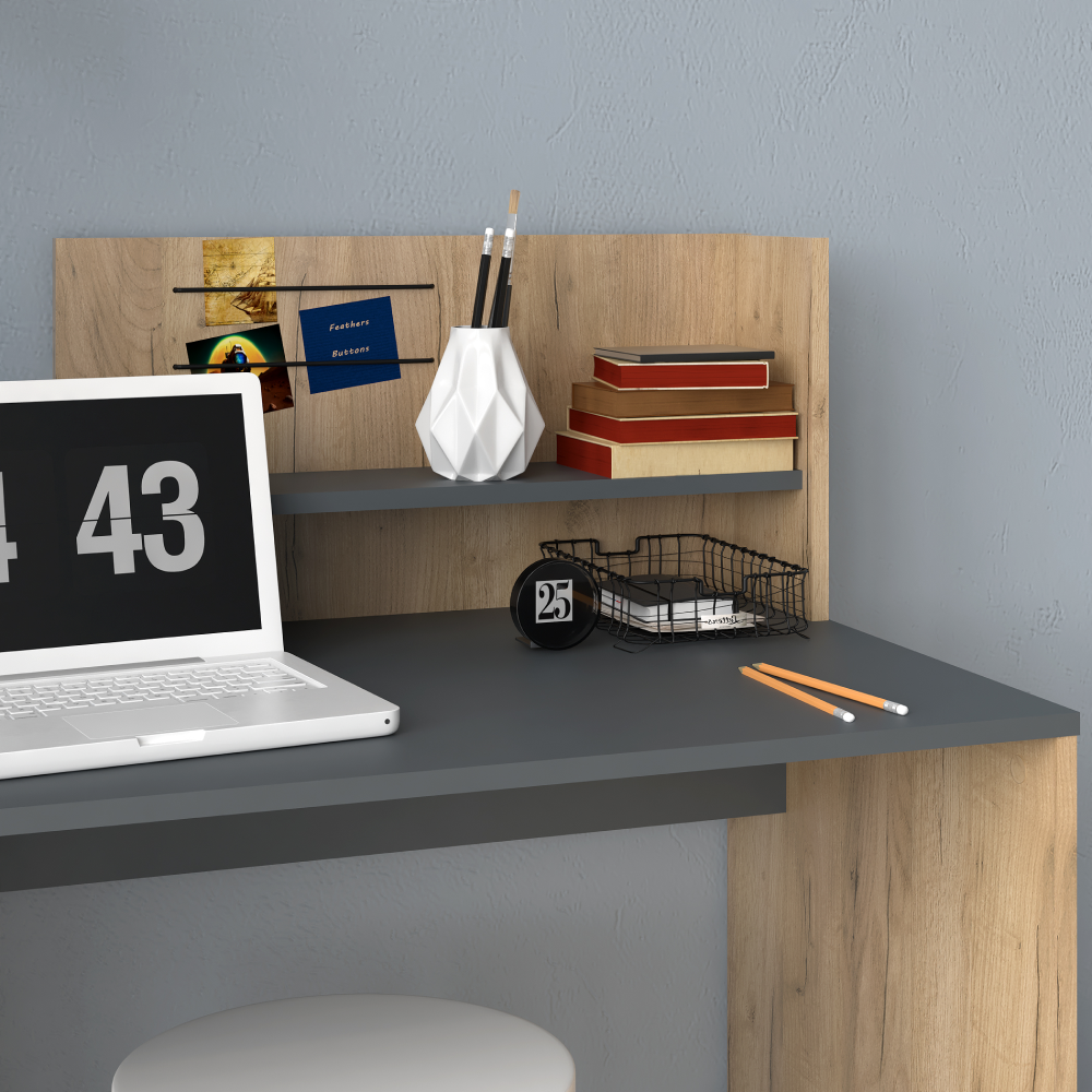 Birou PC PLATON, stejar artisan / grafit