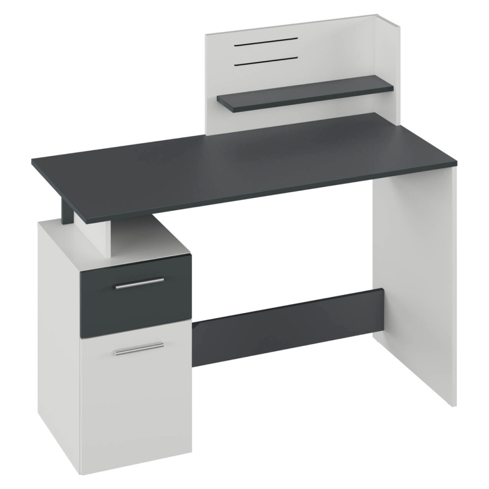 Birou PC PLATON, alb / grafit