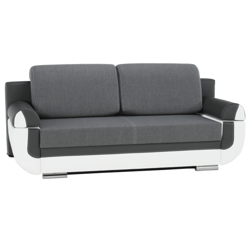 Canapea KARDYN, piele ecologica alba+gri/material textil gri