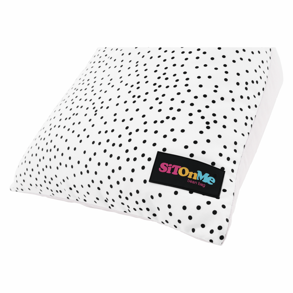 Fotoliu sac POMPOM, alb / roz / gri