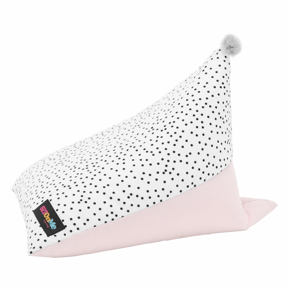 Fotoliu sac POMPOM, alb / roz / gri
