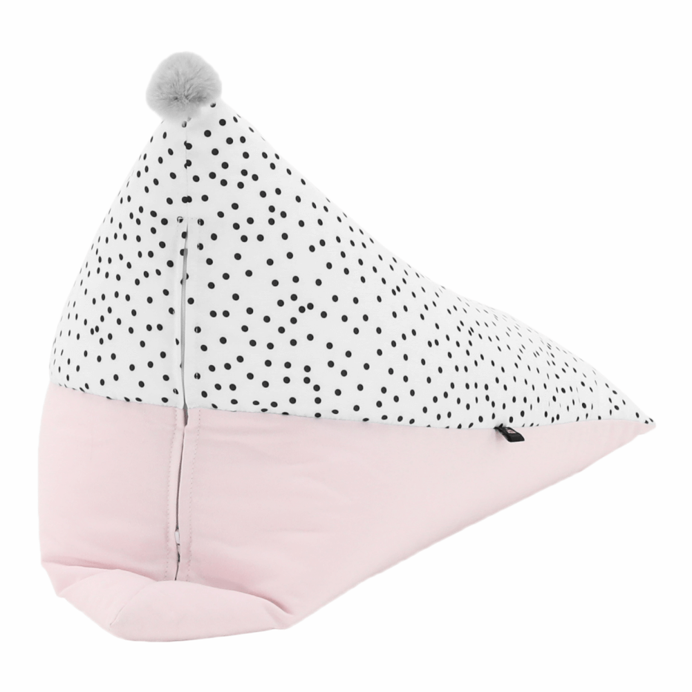 Fotoliu sac POMPOM, alb / roz / gri