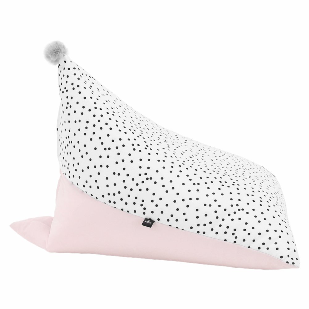 Fotoliu sac POMPOM, alb / roz / gri
