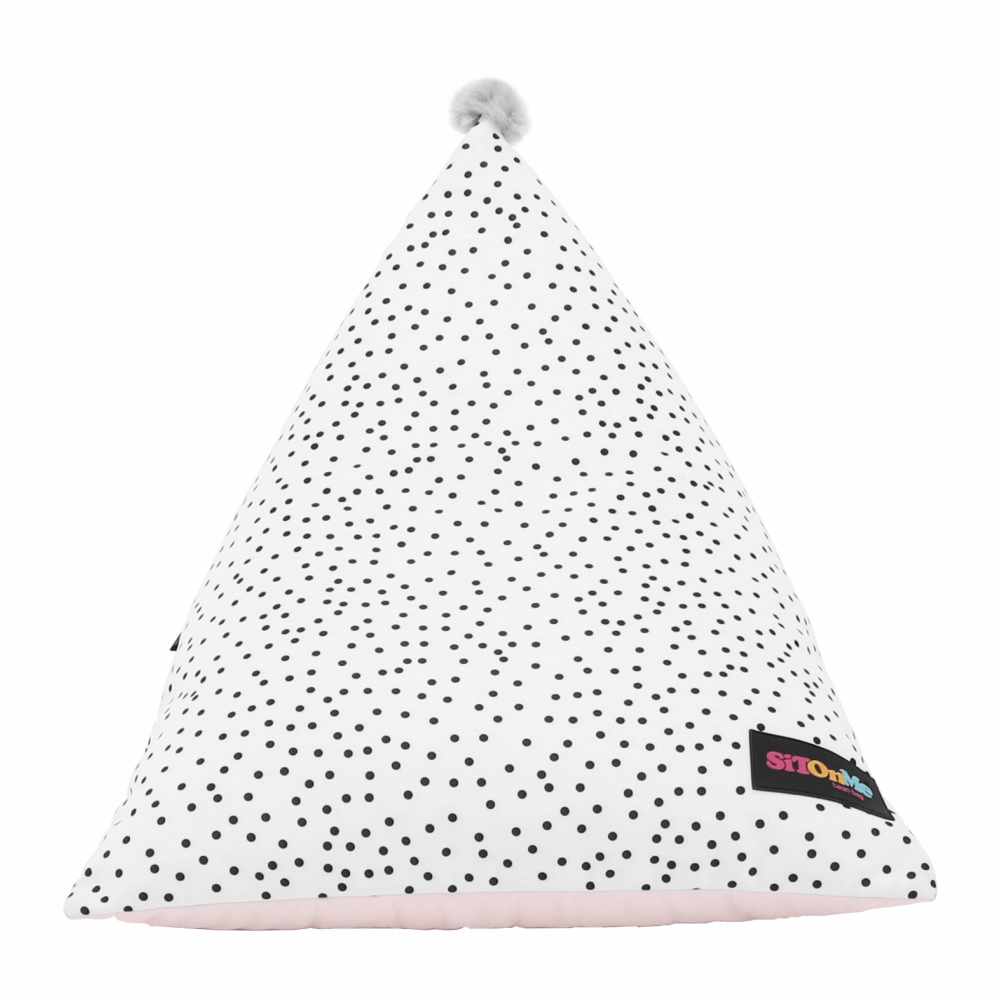 Fotoliu sac POMPOM, alb / roz / gri
