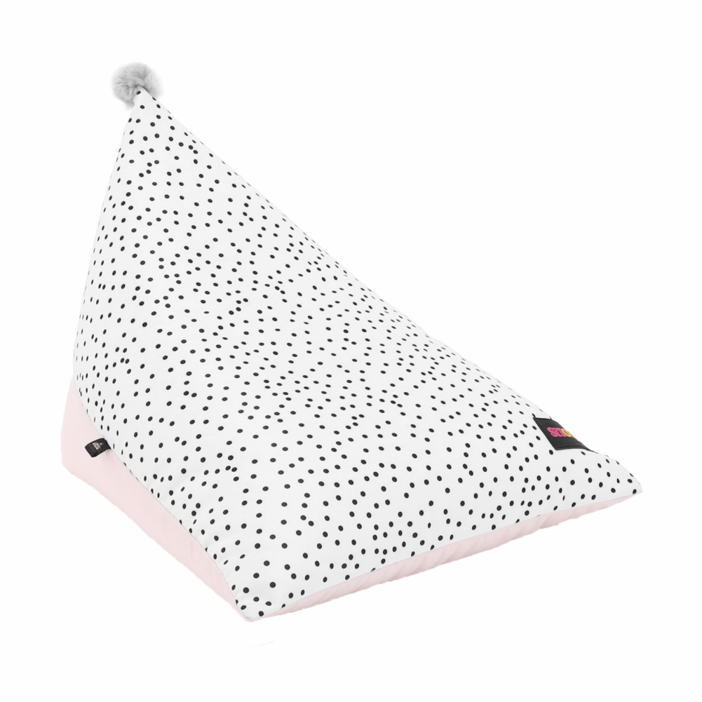 Fotoliu sac POMPOM, alb / roz / gri