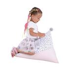 Fotoliu sac POMPOM, alb / roz / gri