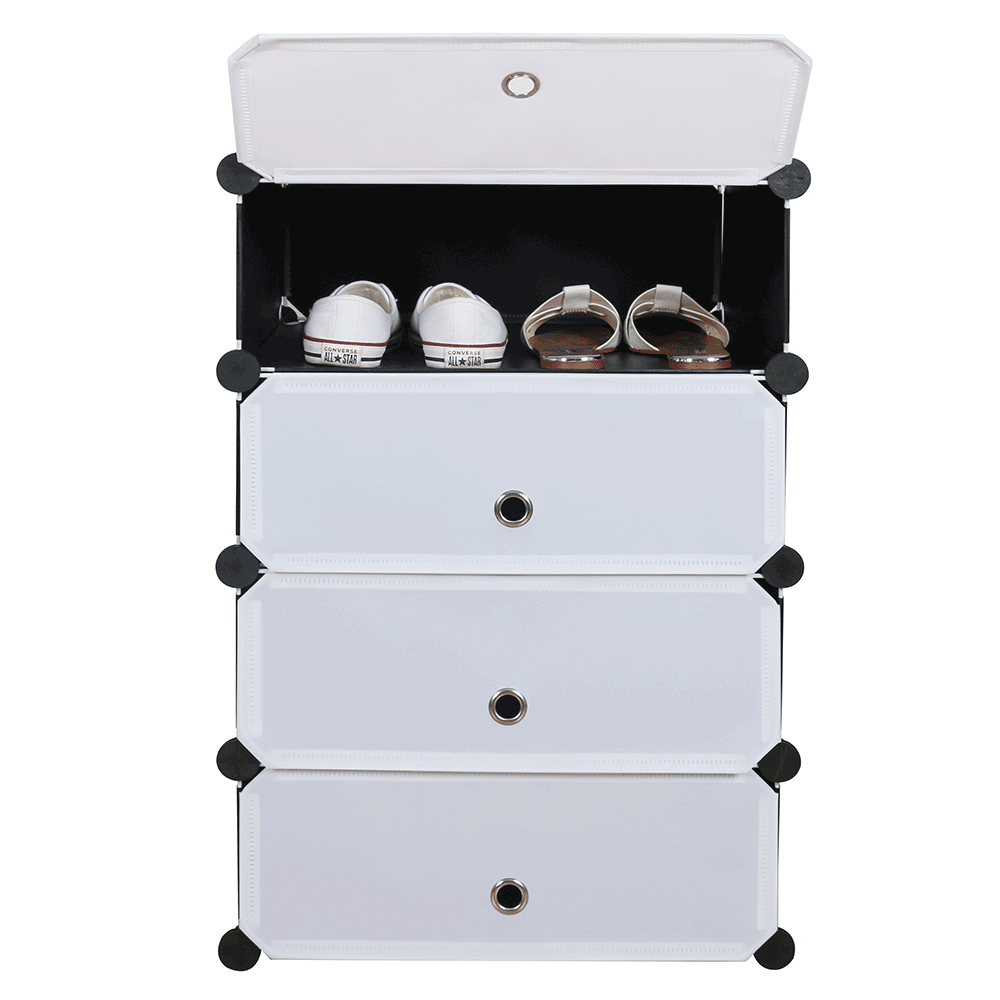 Pantofar PORET, negru / alb
