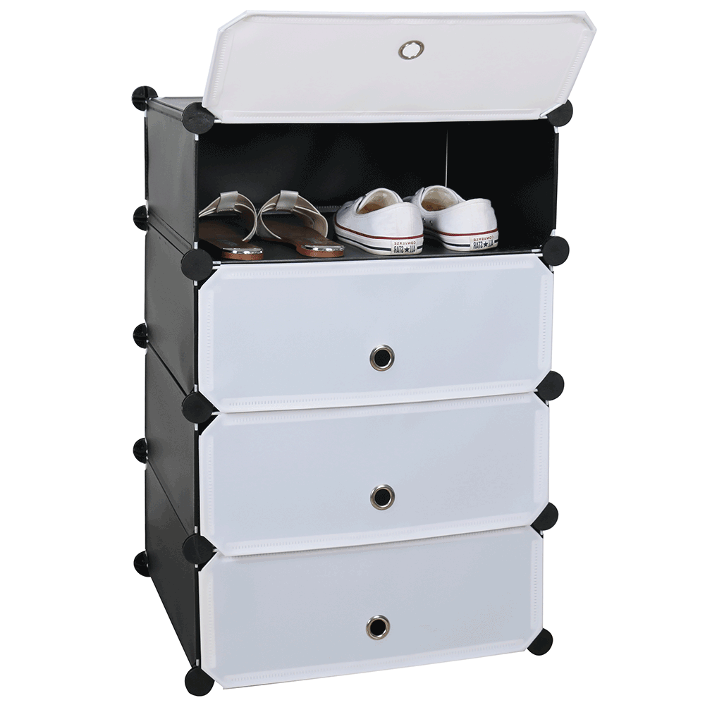 Pantofar PORET, negru / alb