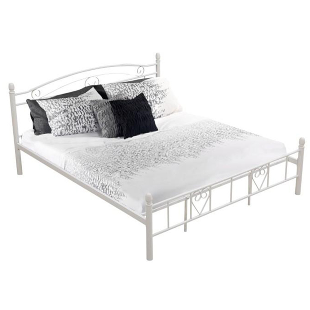 Pat de metal cu somiere BRITA NEW, alb