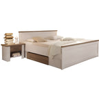 Pat + 2x noptiere LUMERA, pin alb/stejar sonoma trufa