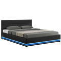 Pat matrimonial cu iluminat alb BIRGET NEW, negru