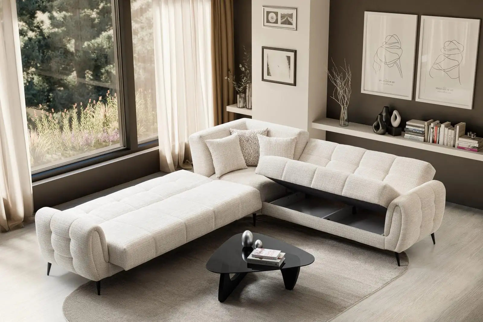 Coltar, extensibil, cu lada de depozitare Boucle Prada – Maxinova (imaginea 2)