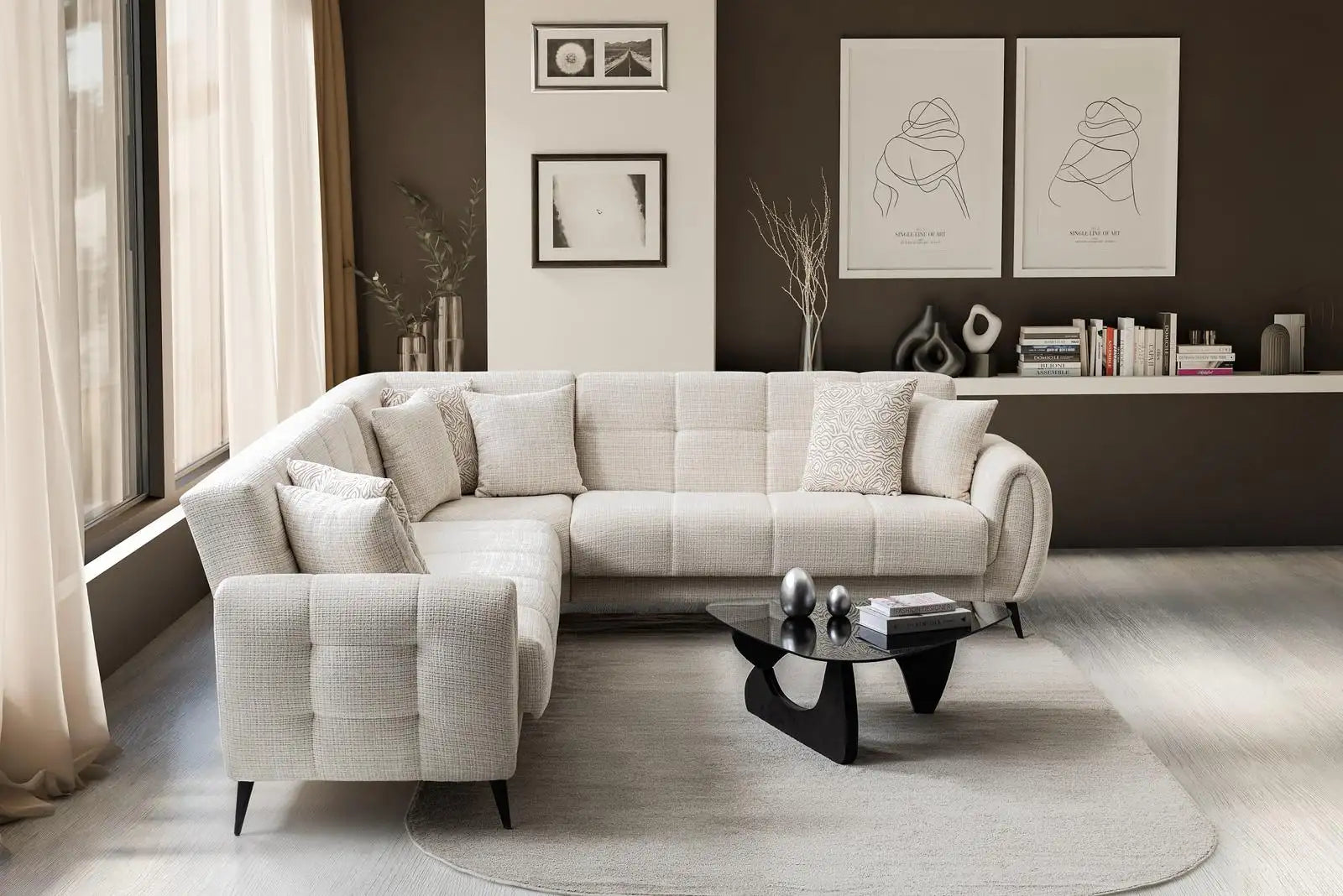 Coltar, extensibil, cu lada de depozitare Boucle Prada – Maxinova (imaginea 5)