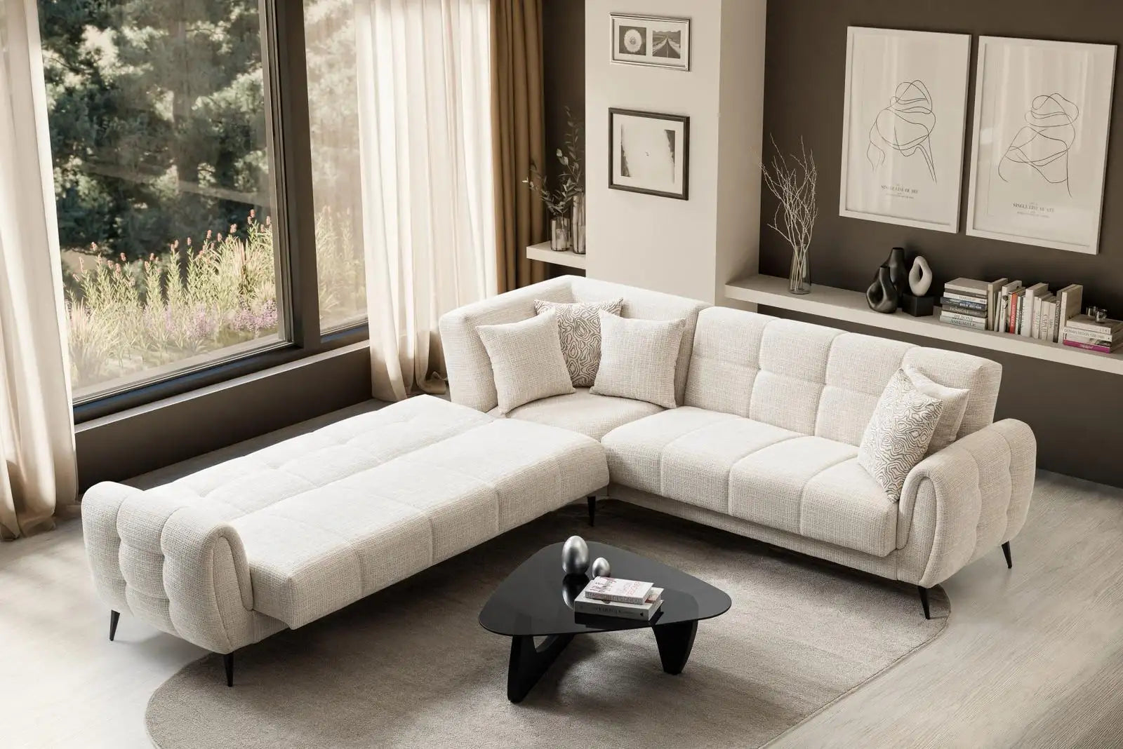 Coltar, extensibil, cu lada de depozitare Boucle Prada – Maxinova (imaginea 3)