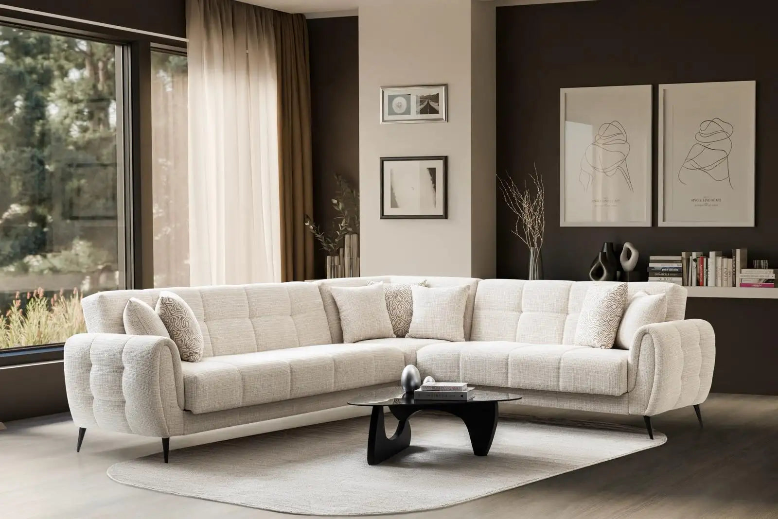 Coltar, extensibil, cu lada de depozitare Boucle Prada – Maxinova (imaginea 1)