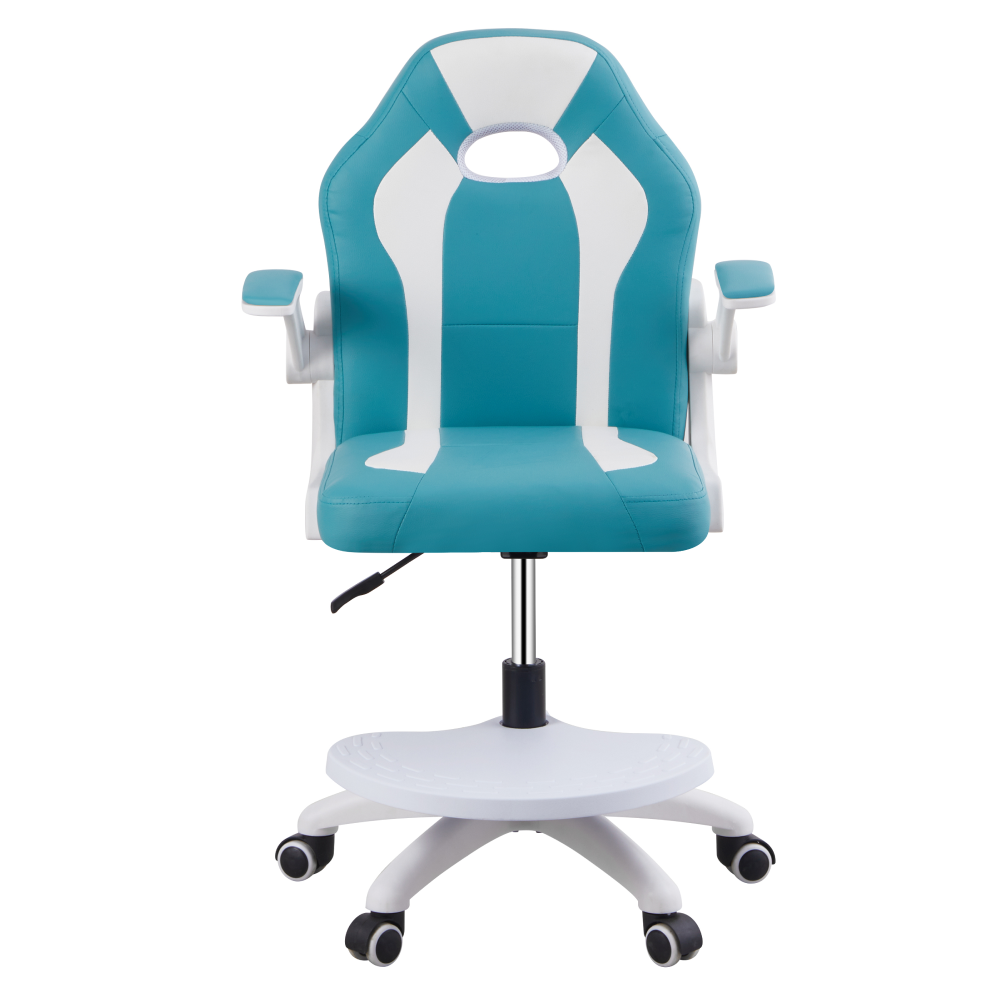 Scaun rotativ cu suport pentru picioare RAMIL NEW, albastru/alb