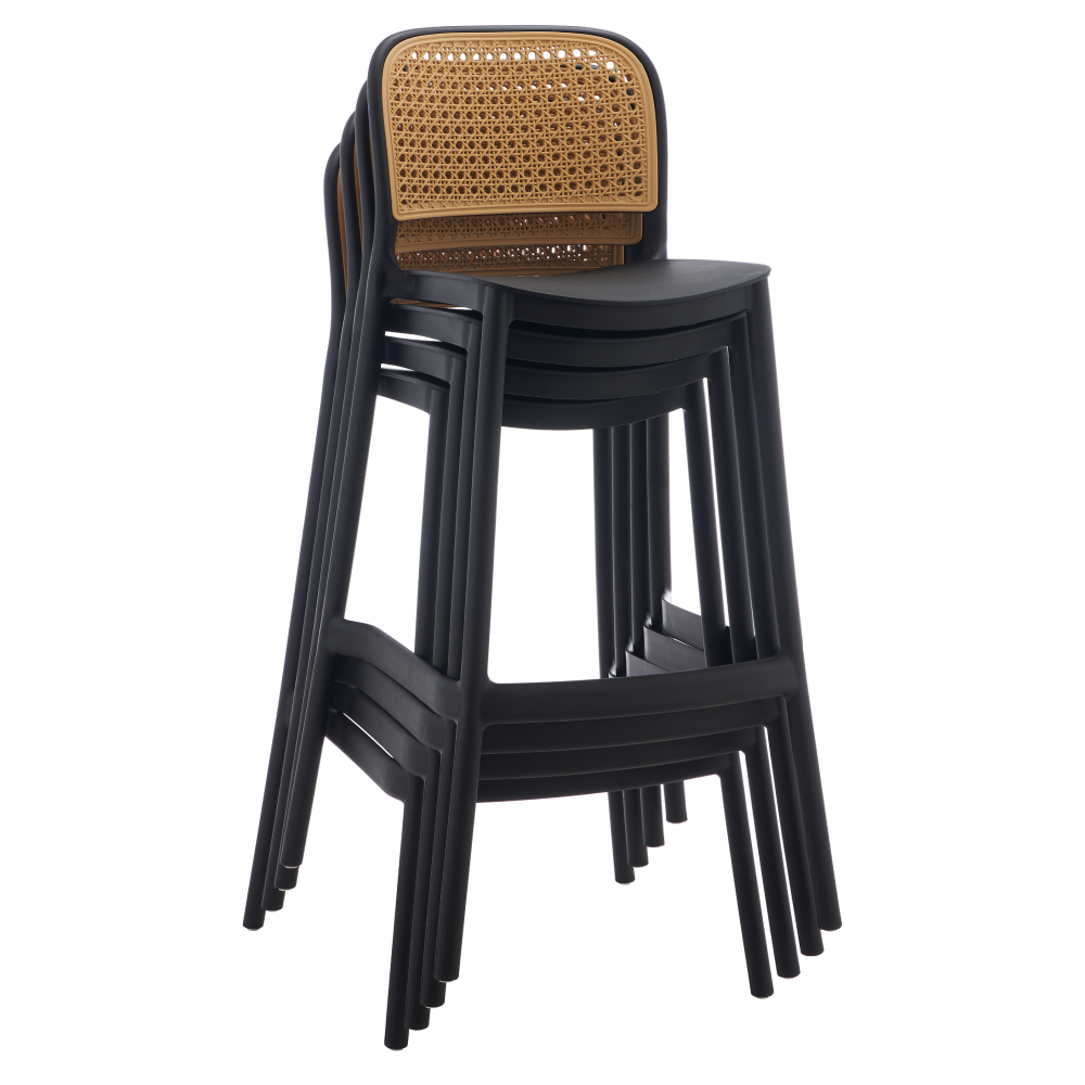 Scaun de bar RAVID, negru / bej