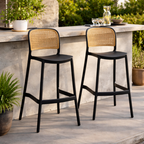 Scaun de bar RAVID, negru / bej