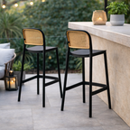 Scaun de bar RAVID, negru / bej