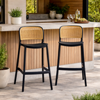 Scaun de bar RAVID, negru / bej