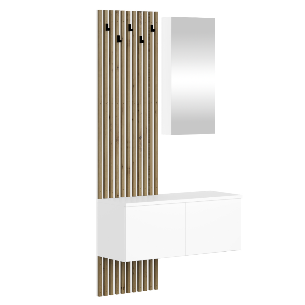 Set pentru hol REBEKA, alb/stejar Artisan