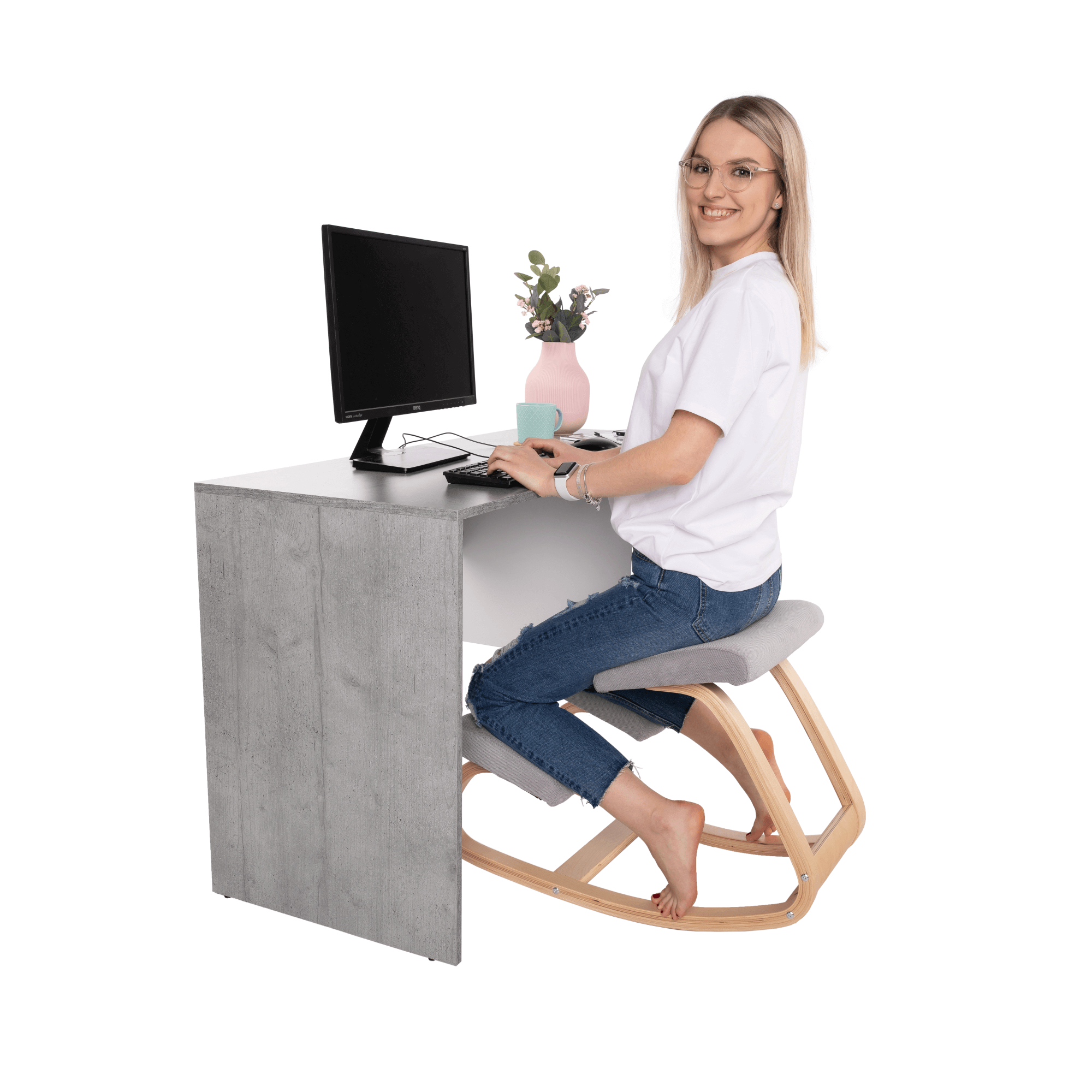 Scaun ergonomic tapitat RENAR, vedere 4